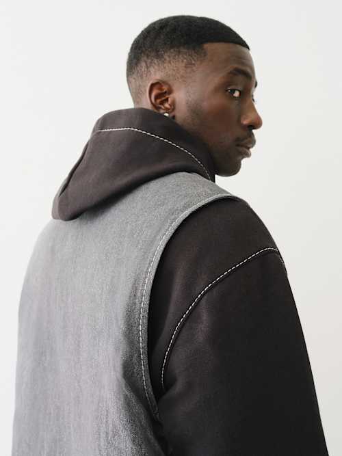 HEAVY WEIGHT FLEECE LINED BIG T DENIM JACKET