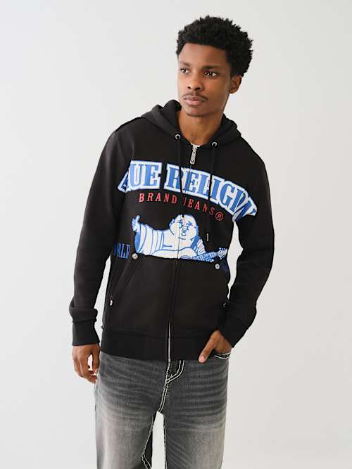 EXAGGERATED ICON RAW TRIM ZIP HOODIE
