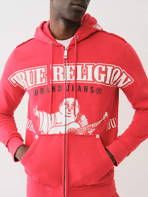 EXAGGERATED ICON RAW TRIM ZIP HOODIE
