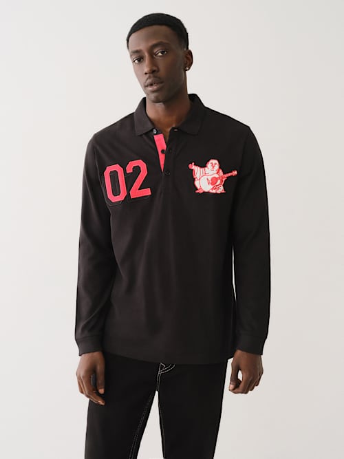 BUDDHA APPLIQUE RUGBY POLO SHIRT