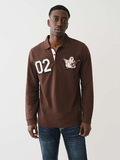 BUDDHA APPLIQUE RUGBY POLO SHIRT