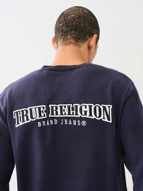 EMBROIDERED LOGO CREW SWEATER