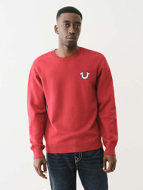 EMBROIDERED LOGO CREW SWEATER