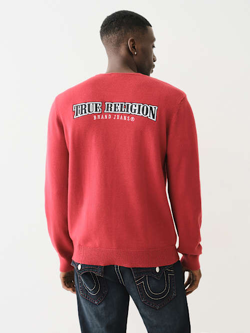 ВЯЗАНЫЙ СВИТШОТ С ВЫШИТЫМ ЛОГОТИПОМ