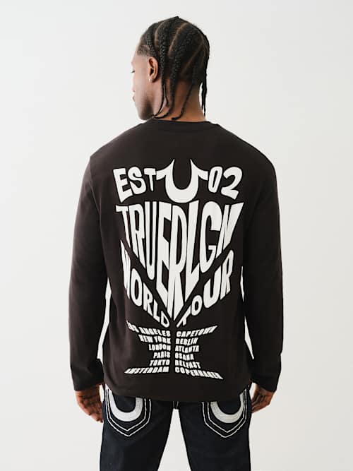 CAMISETA MANGA LARGA CON GIRA MUNDIAL DISTORSIONADA