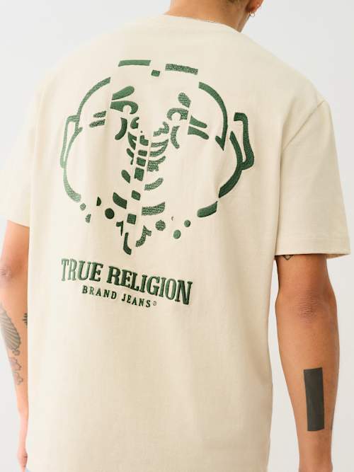 EMBROIDERED WARPED BUDDHA LOGO TEE