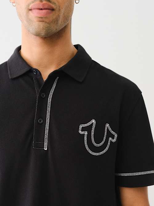 CAMISA TIPO POLO CON HERRADURA Y COSTURA PLANA