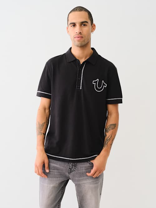 CAMISA TIPO POLO CON HERRADURA Y COSTURA PLANA