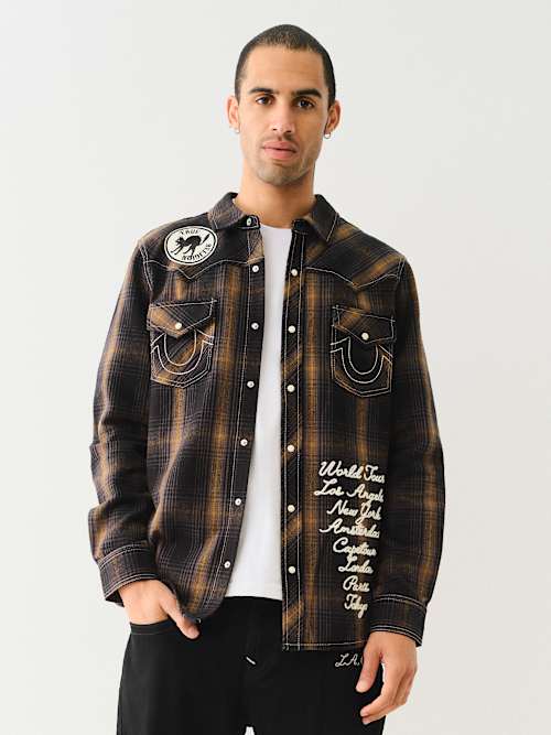 CAMISA DE CUADROS CON LOGOTIPO WESTERN BIG T