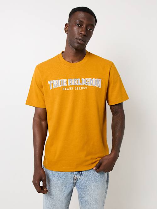 EMBROIDERED REFLECTIVE ARCH LOGO TEE