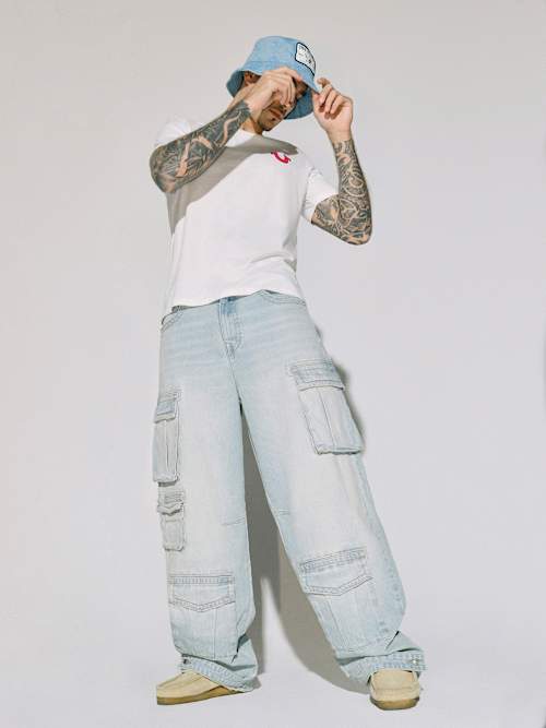 ЛЕГКИЕ СТИРАЮЩИЕСЯ МЕШКОВАТЫЕ ДЖИНСЫ-КАРГО