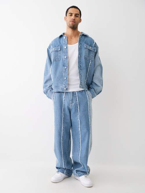 FRAYED BIG T DENIM JACKET 