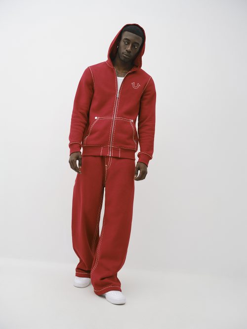 Black and red true religion sweat suit on sale