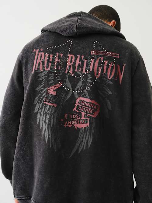 STUDDED LOGO ZIP HOODIE