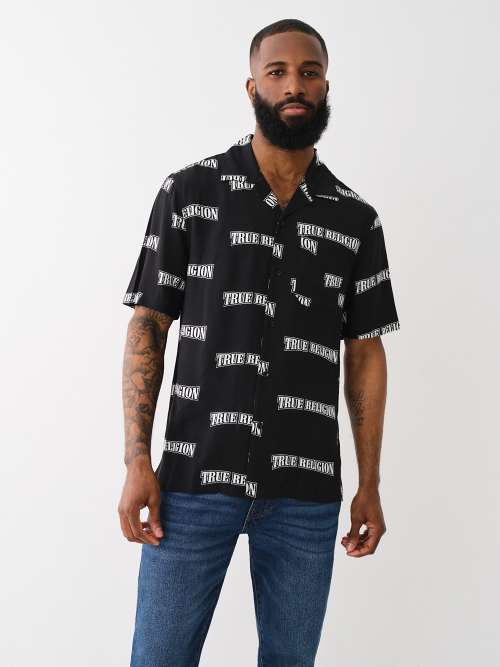 MONOGRAM LOGO CAMP COLLAR SHIRT