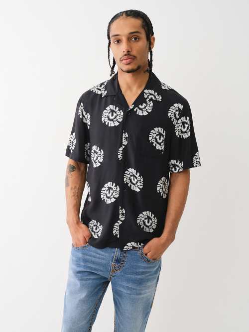 SWIRL LOGO CAMP COLLAR SHIRT