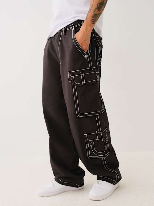 БРЮКИ-КАРГО С БОЛЬШИМ Т-ОБРАЗНЫМ ВЫРЕЗОМ И ДВОЙНЫМ КАРМАНОМ