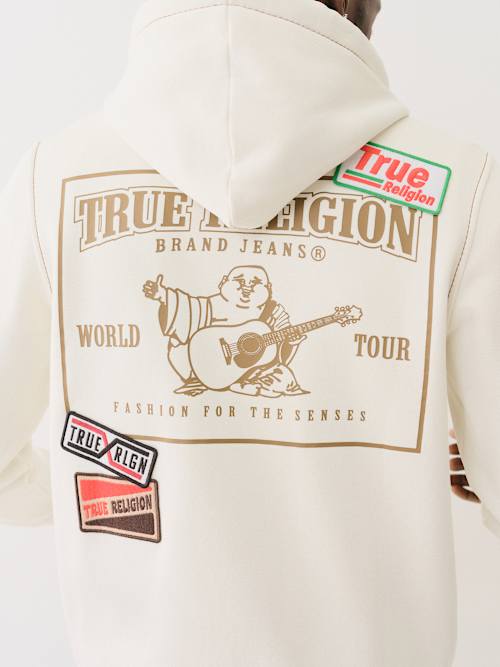 ТОЛСТОВКА С КАПЮШОНОМ НА МОЛНИИ С БОЛЬШОЙ НАШИВКОЙ T