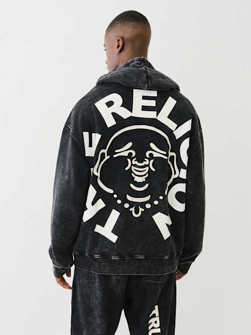 MINERAL WASH BUDDHA FACE HOODIE