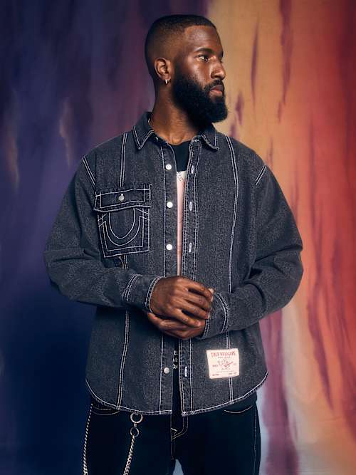 ДЖИНСОВАЯ ПЛОТНИЦКАЯ РУБАШКА С ОДНОЙ ИГЛОЙ