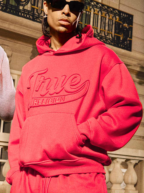 CINCHED LOGO APPLIQUE HOODIE