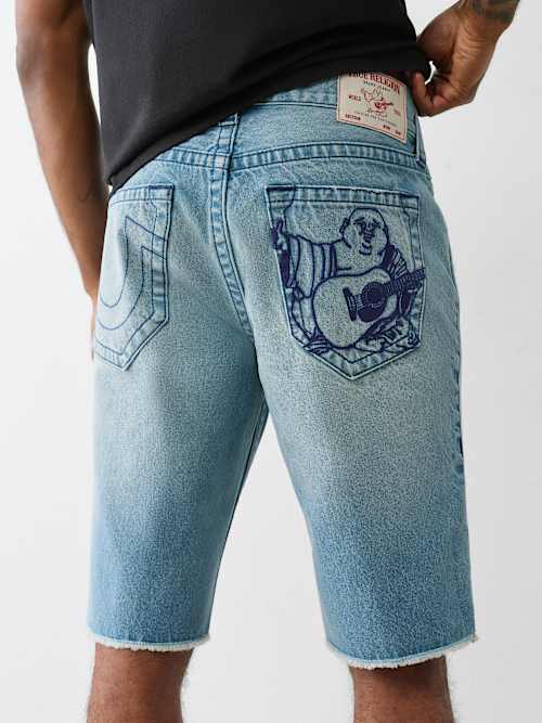 RICKY EMBROIDERED BUDDHA POCKET FRAYED SHORT