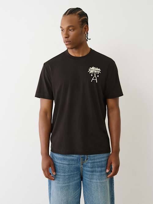 FLOCKED PALM TREE TEE 