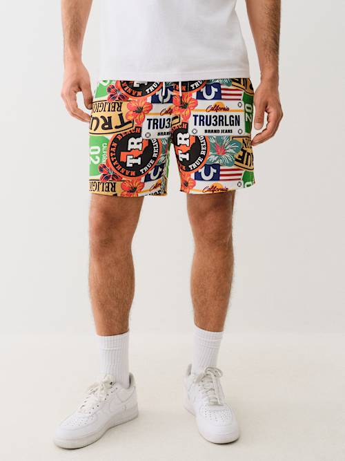 КОРОТКАЯ ДОСКА С ТРОПИЧЕСКИМ ЛОГОТИПОМ ПО ВСЕЙ ДЛИНЕ