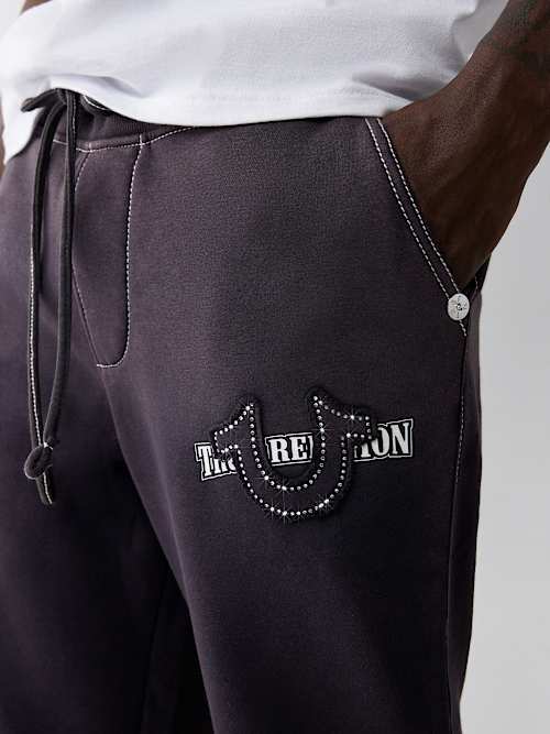 BIG T CRYSTAL HORSESHOE STRAIGHT SWEAT PANT