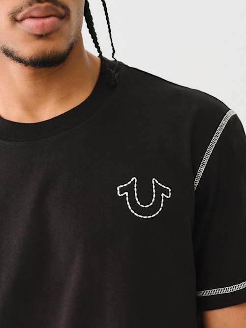 EMBROIDERED HORSESHOE FLATLOCK TEE