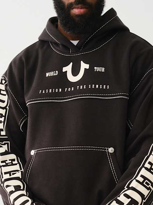 BIG T LOGO ZIP TRIM HOODIE