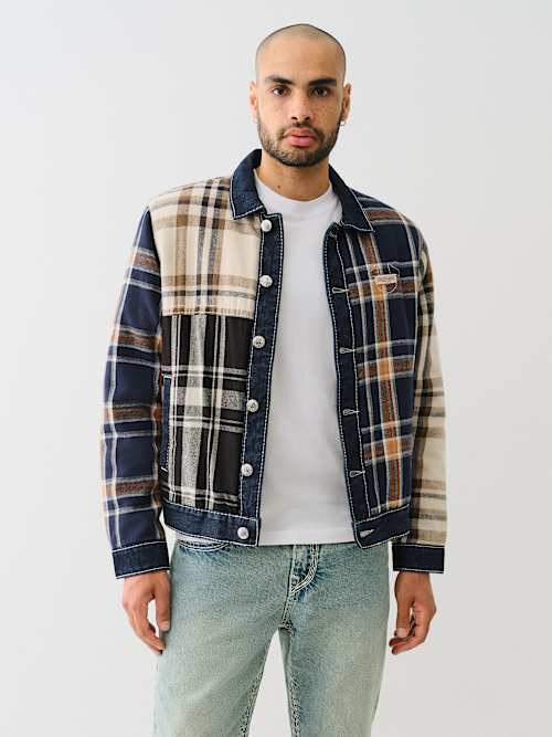 КУРТКА В КЛЕТКУ ИЗ ПЭЧВОРКА С БОЛЬШИМИ БУКВАМИ «T»