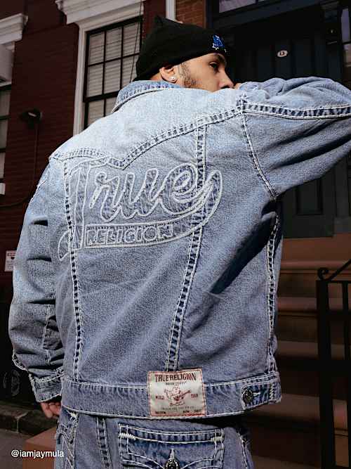 OVERSIZED LOGO APPLIQUE SUPER T DENIM JACKET