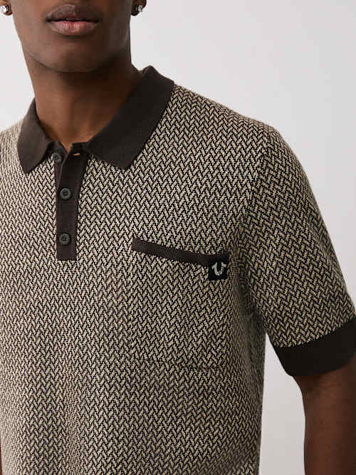 WOVEN KNIT POLO SHIRT