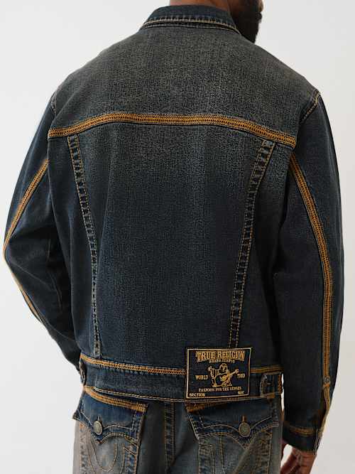 SUPER T FLATLOCK DENIM TRUCKER JACKET