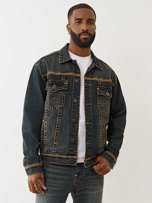 SUPER T FLATLOCK DENIM TRUCKER JACKET