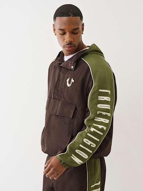 SUDADERA CON CAPUCHA ANORAK CON BLOQUES DE COLOR