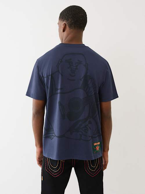 【TRUE RELIGION】テクスチャ加工のロゴがおしゃれ♪ Tシャツ True Religion “Buddha Logo” T-Shirt, NWT - Mens Medium (M