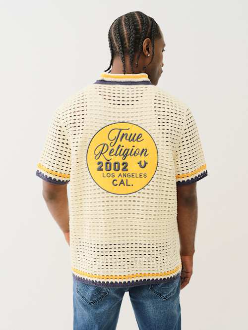 KNIT LOGO CAMP COLLAR SHIRT