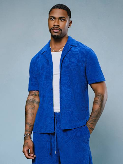 РУБАШКА С ОТЛОЖНЫМ ВОРОТНИКОМ ИЗ МАХРОВОЙ ВЯЗКИ