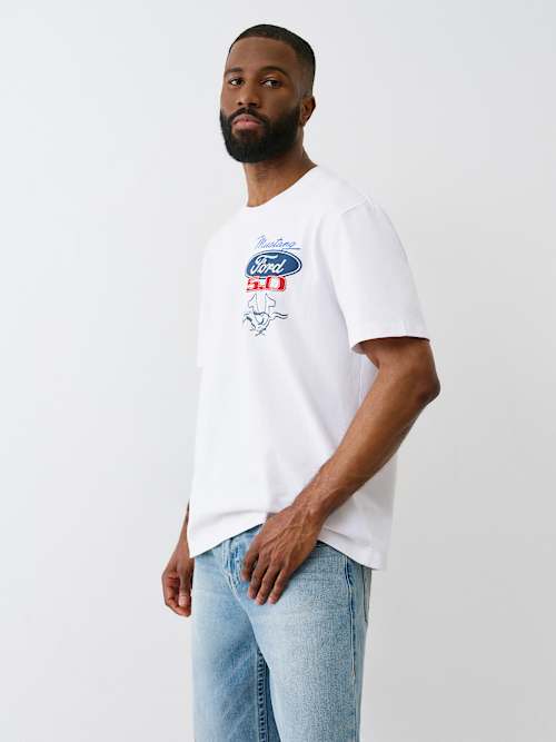 TRUE RELIGION X FORD HEAVYWEIGHT MIXED LOGO TEE