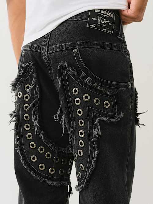 УЛЬТРАМЯГКАЯ ДЖИНСОВАЯ ТКАНЬ С АППЛИКАЦИЕЙ В ВИДЕ ПОДКОВЫ С ШИПАМИ ОТ ВИННИ