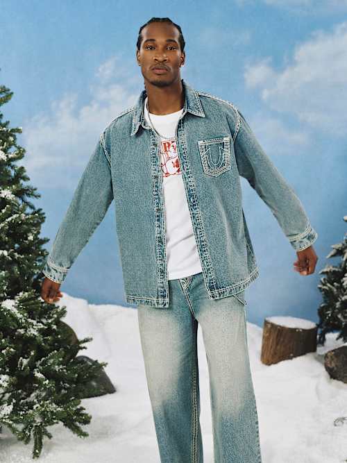 ДЖИНСОВАЯ РУБАШКА SUPER QT С ПРЯМЫМ ПОДОЛОМ