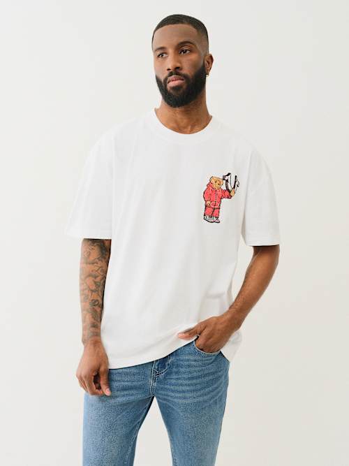 CAMISETA SS CON CUELLO REDONDO Y OSO DE PELUCHE