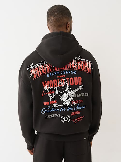 関税送料込★TRUE RELIGION★ロゴ パーカー スウェット フーディ True Religion Brand Jeans Textured Zip-Up Hoodie Men's Size