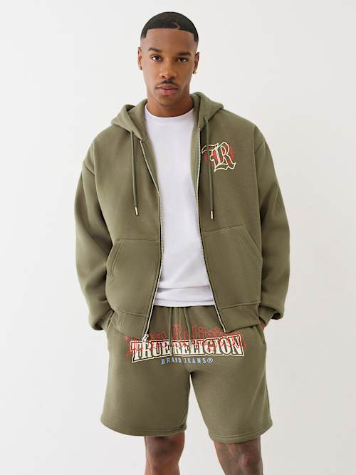 TRUE RELIGION カラーブロック クォータージップ プルオーバー METALLIC CITY BUDDHA ZIP HOODIE | True Religion