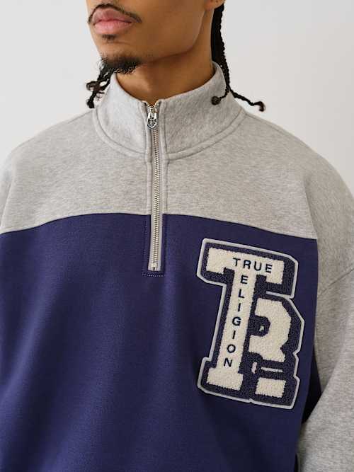 COLOR BLOCKED QUARTER ZIP PULLOVER