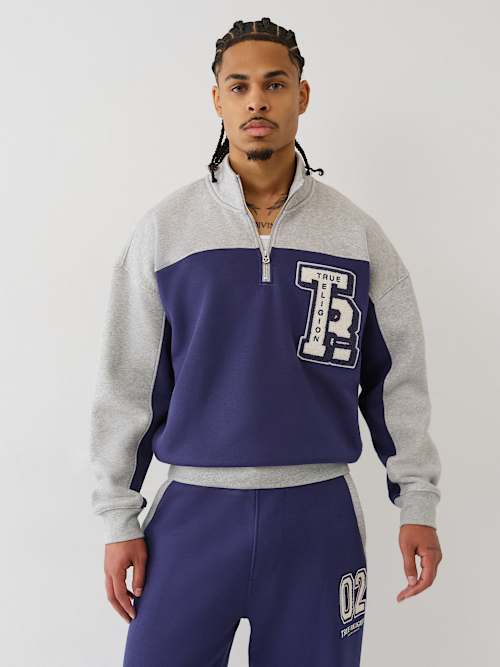 COLOR BLOCKED QUARTER ZIP PULLOVER
