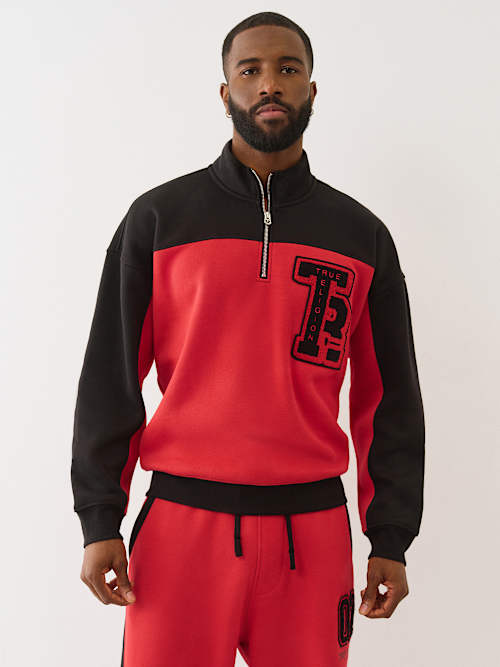 ЦВЕТНОЙ ПУЛОВЕР С ЗАСТЕЖКОЙ НА ЧЕТВЕРТЬ ДЛИНЫ