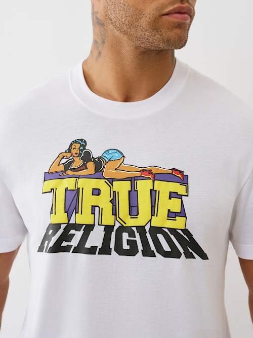 CAMISETA DE CUELLO REDONDO CON GRÁFICO DE MUJER